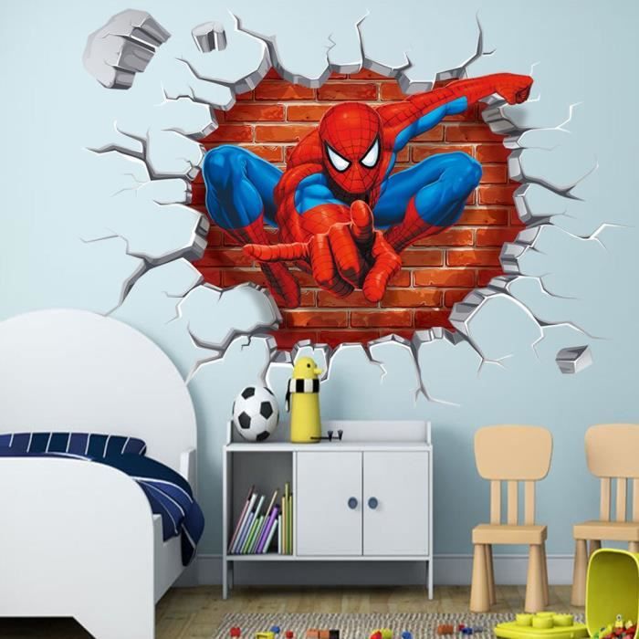Sticker mural enfant chambre autocollant 3D Homme Araignée Cdiscount