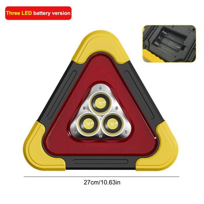 Lampe Triangle Avertissement Voiture LED Solaire Portable - 4 Modes Pour Panne Et Réparation
