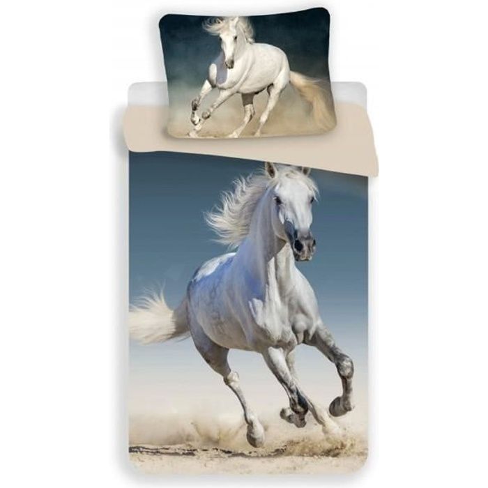 Cheval Blanc Galop Parure De Lit Housse De Couette Coton Cdiscount Maison Cheval Blanc Galop Parure De Lit Housse De Couette Coton Cdiscount Maison