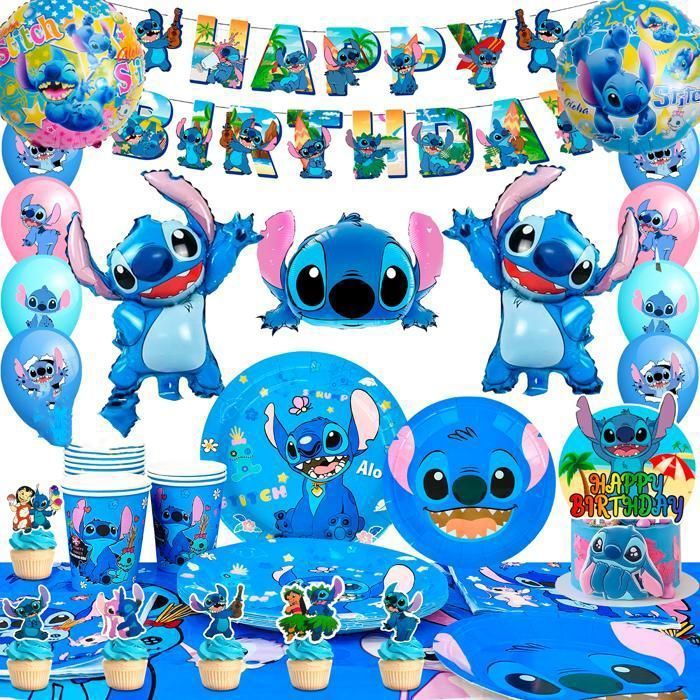 Décorations danniversaire Stitch Fournitures pour fêtes danniversaire set vaisselle anniversaire lilo stitch Décoration de Ballon