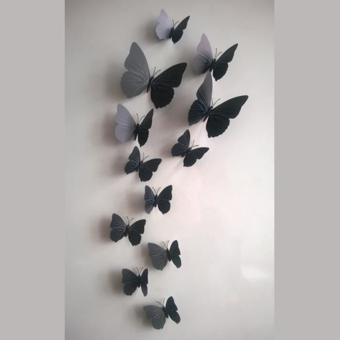 Lot De 36 Autocollants Muraux 3D PVC Papillon Colorés Pour