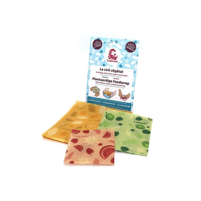 Sachets De Conservation Alimentaire Réutilisables En Cire D'abeille - Tissu Coton Ciré 20x23 Cm, Pour Fruits, Légumes, Pain
