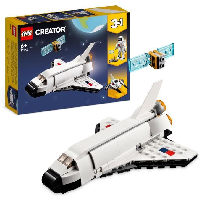 lego® creator 3-en-1 31134 la navette spatiale, jouet figurine astronaute avec vaisseau, enfants 6 ans