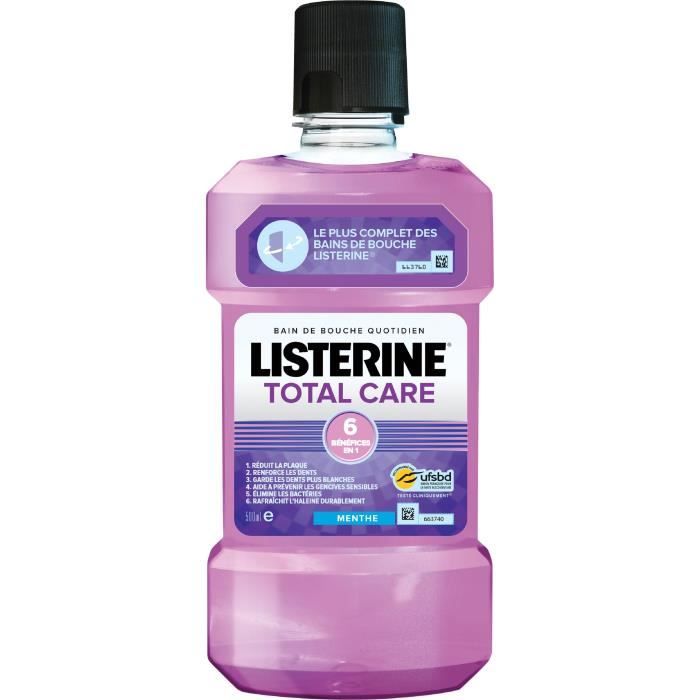 listerine bain de bouche 6 en 1 total care menthe 500 ml cdiscount au quotidien
