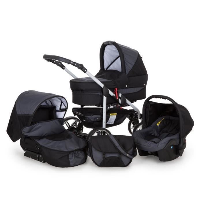 Poussette Lux4Kids Matrix 2 noir graphite 3en1 avec siege auto Cdiscount Puericulture Eveil bebe