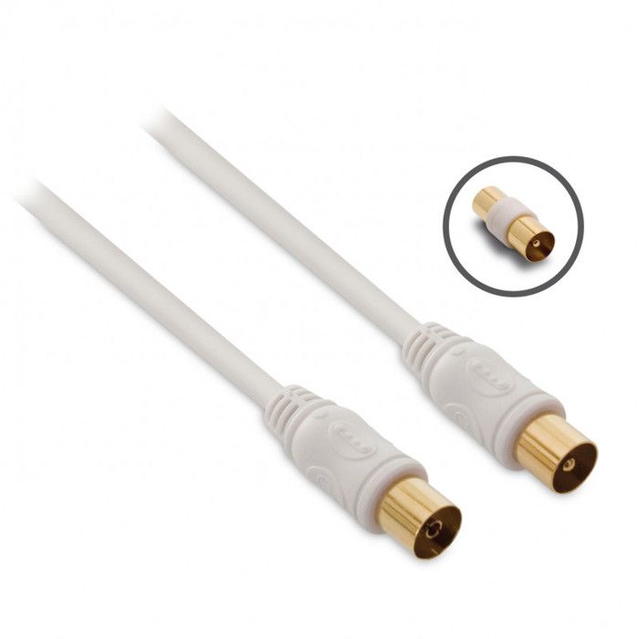 Câble TV coaxial mâlefem. 9,52 mm avec adaptateur mâlemâle 10 m
