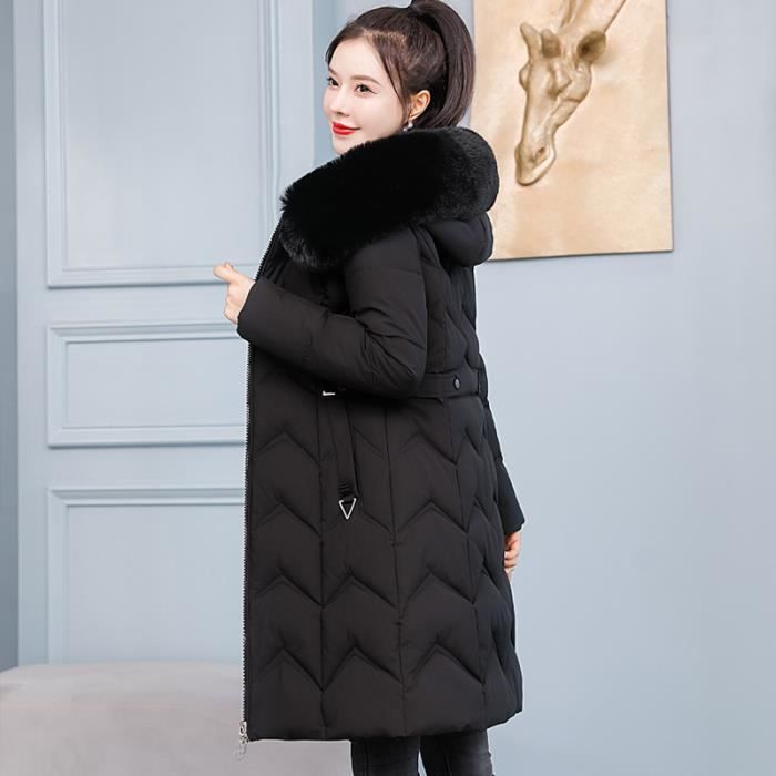 LSERVER Doudoune Filles Manteau Hiver Epaisse Chaud Blouson Enfant Veste à Capuche Fausse Fourrure, Bleu, 6 Ans / 120