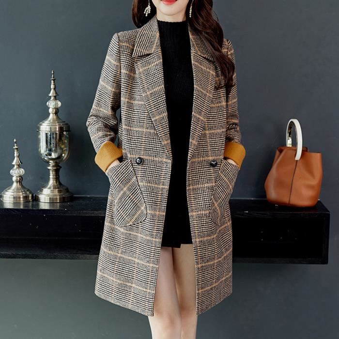 Veste manteau shop carreaux femme