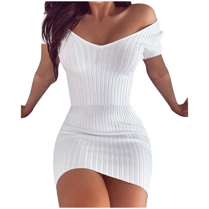 Mini robe mince de couleur unie de temp rament sexy occasionnel de