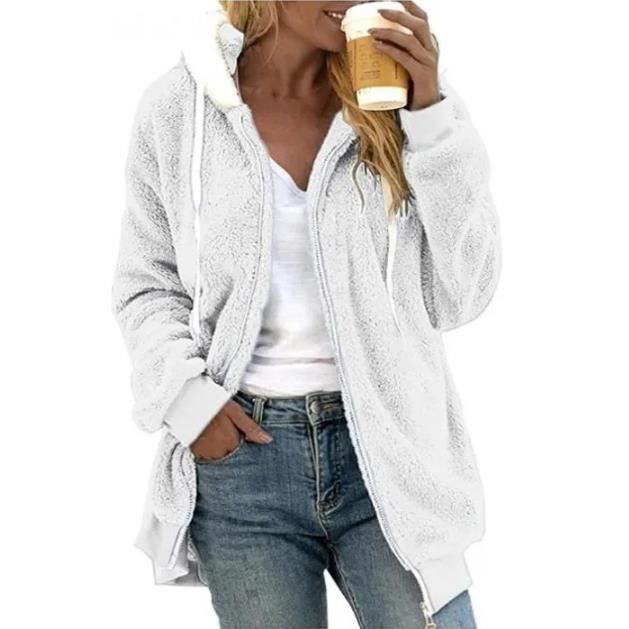Veste polaire pour femme Long manteau en polaire Chaud