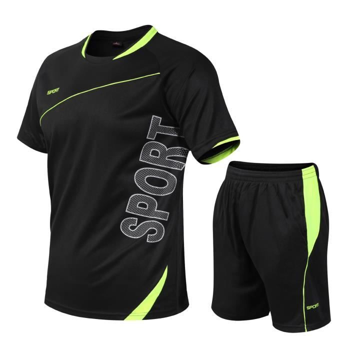 Ensemble de Vetement Homme Marque T Shirt et Short Sport 2 Pieces Sechage Rapide et Respirant Noir Noir Cdiscount Sport