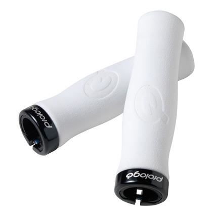 Poignées de vélo Prologo Feather Lock Sys blanches et noires - Système Lock-on - 65 g