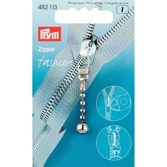 PRYM Tirette Fashion Zipper Chaine-Boule Métal