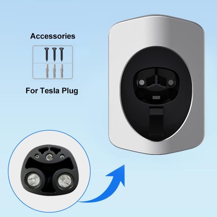 Support Prise Type 2 Egnio Support Mural De Chargeur Véhicule Électrique Avec Prises IEC 51296-2, Support Résistant Aux Intempéries Pour La Plupart Des Câbles De Charge UE EV, Kit De Montage Inclus