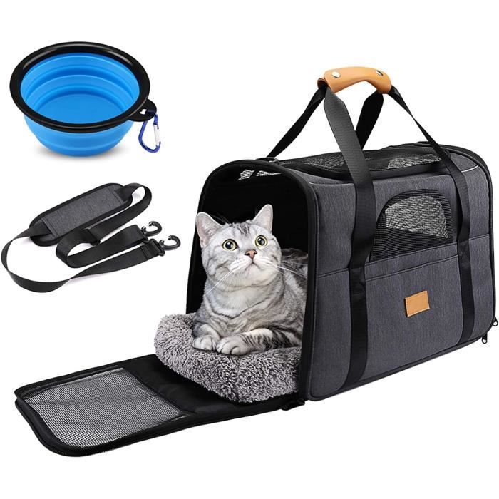 Comparer les prix de Sac de transport chien chat de moins de 6 kg, Respirant et pliable - Avec matelas amovible+1L Foldable Bowl (45 x 35 x 33cm)
