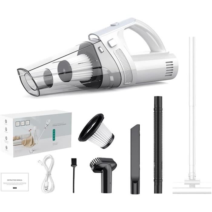Pourbibi Aspirateur à Main, aspirateur à Main sans Fil 12000 Pa, aspirateur de Voiture avec Filtre HEPA Lavable