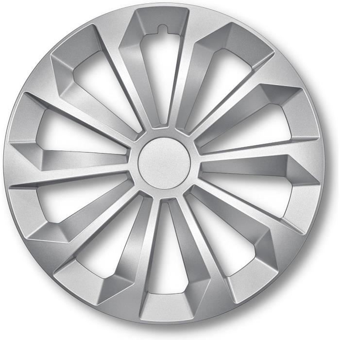 Enjoliveurs Albrecht 16 Pouces Argent/noir - Pour Jantes Acier, Fixation Facile, Style Falcon Twilight