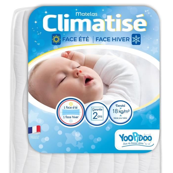 60 x 120 x 12 cm Fabrication française Eté Hiver Yoopidoo Matelas bébé Climatisé 