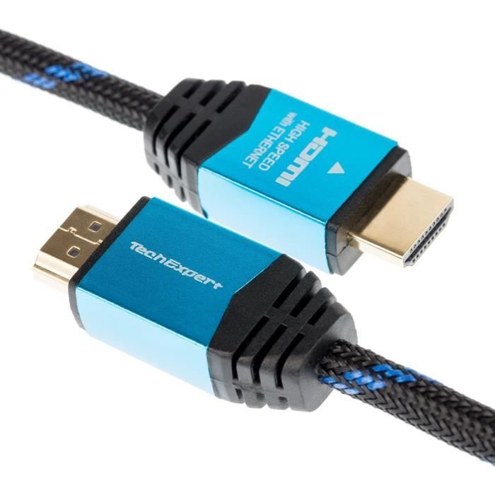 Cable HDMI 2.1 Ultra HDTV 8K 4K 120Hz 48GB/Sec, eArc, HDR, 3D 5 mètres souple