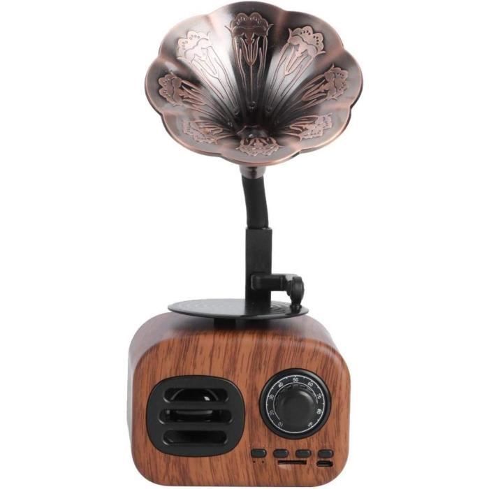 Gramophone Vintage Avec Haut-parleur En Cuivre - Lecteur Disque Stéréo FM Bluetooth - Décoration Rétro Et Son Haute Qualité