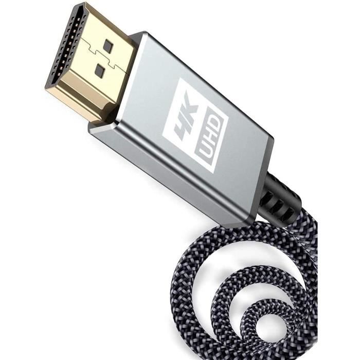 Câble HDMI 4K Twozoh 1M - Haute Vitesse 18Gbps 60Hz - Nylon Tressé - Compatible PS5, Xbox, TV 4K