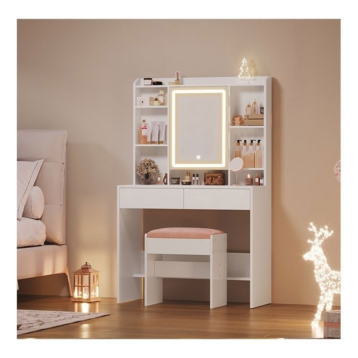 VASAGLE Coiffeuse avec miroir LED
