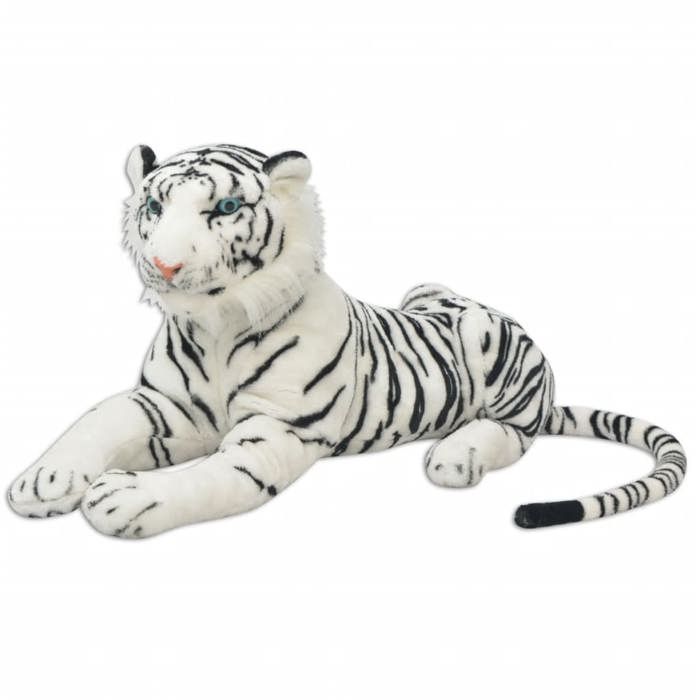 Tigre en peluche vidaXL XXL Blanc avec rayures 146 x 40 cm