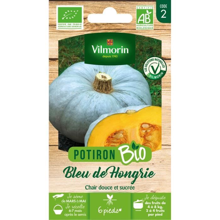 Graines potagères - VILMORIN - Potiron bleu de Hongrie - Variété ancienne - Chair épaisse - Conservation longue
