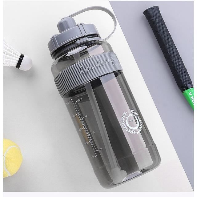 Gourde Motivationnelle 2L – Bouteille Eau Sport Sans BPA Avec Paille, Marqueur Temps & Citations Inspirantes, Fitness & Rando