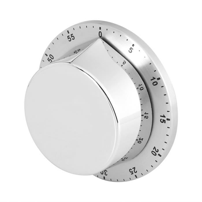 Minuteur De Cuisine Mécanique – Acier Inox 304, Aimanté, Alarme 85 DB – Sans Pile, Compte à Rebours Jusqu’à 60 Min