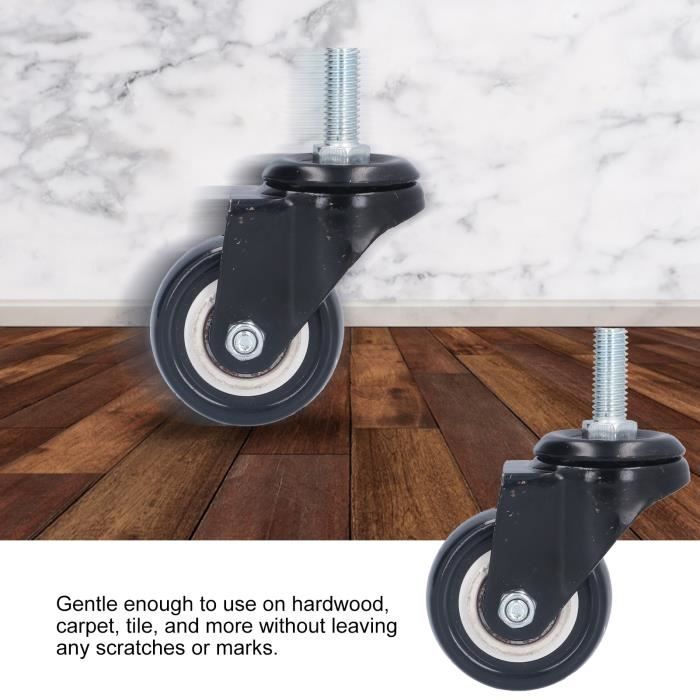 Set De 4 Roulettes à Tige De Nivellement M12 - Heavy Duty Noir Nylon - Pieds Réglables Pour Meuble Lourd
