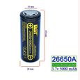 ®cBOX Pack de 2 piles batteries Rechargeables 26650 5000mAh pour Torch et Lampe + 1 chargeur de voyage-1