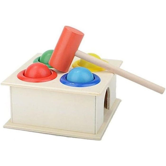 NUKIED Banc Marteau Éléphant En Bois – Jouet Éducatif à Frapper Et Tirer, Xylophone Inclus – Dès 1 An