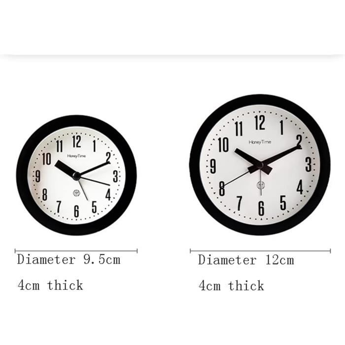 Réveil analogique sans tic-tac avec lumière,à piles,alarme puissante,fonction snooze,silencieux,chiffres lumineux,portable - Maison