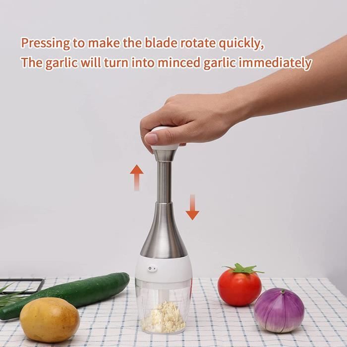 Presse-Ail Manuel En Acier Inoxydable - Petit Hachoir Multifonction Pour Ail, Oignons, Légumes, Noix Et Gingembre - Cuisine Maison Facile