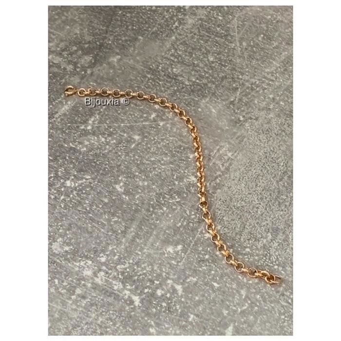 Bracelet Maille Jaseron En Plaqué Or 18 Carats - 18 Cm, Marque Bijouxia, Neuf étiqueté