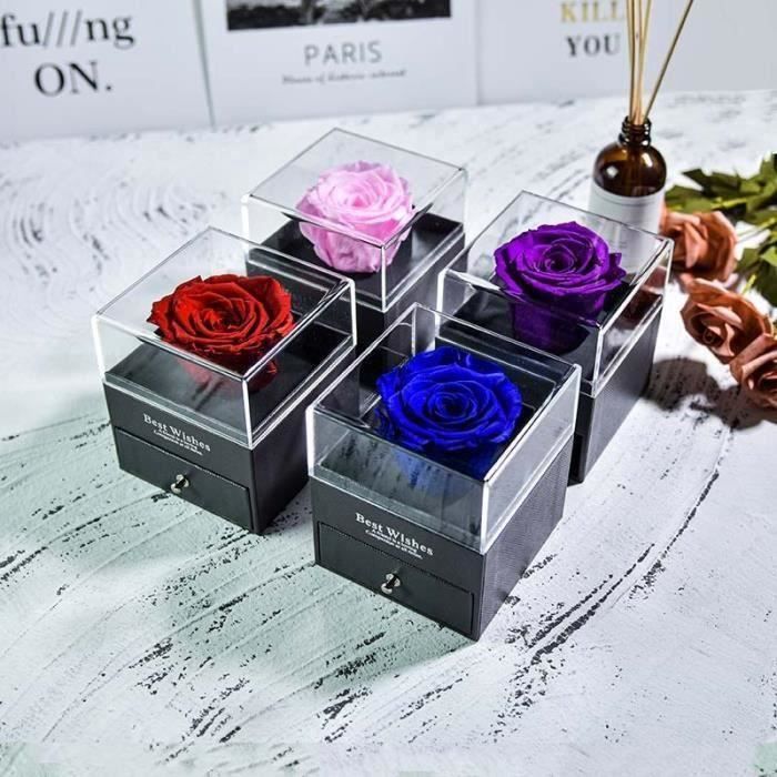Boîte Cadeau Rose éternelle Avec Collier - Cœur Rotatif, Message « Je T’aime Pour Toujours », Idéal Saint-Valentin Ou Anniversaire