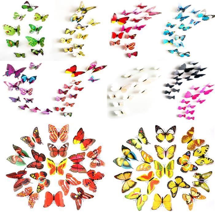 Autocollant Mural JOYLIVECY Papillon 12 Pi ces PVC D coration Autocollant Mural JOYLIVECY Papillon 12 Pi ces PVC D coration