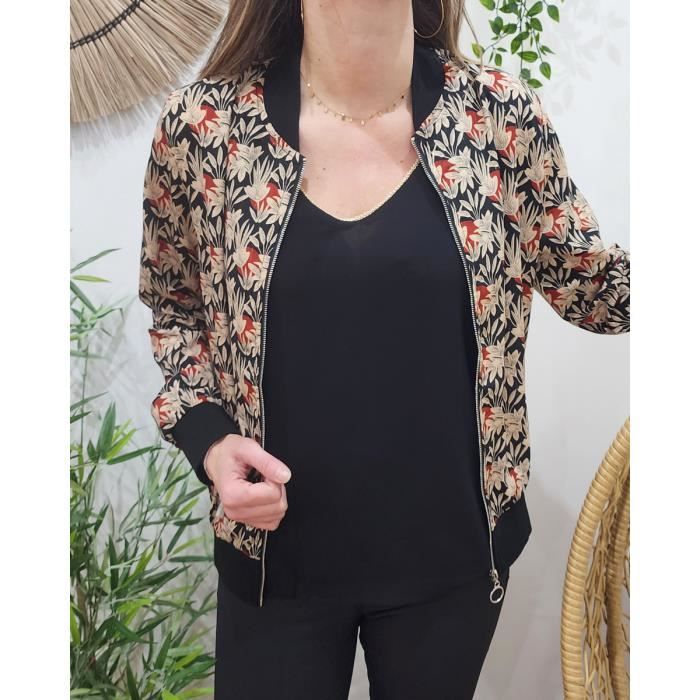 Bombers femme noir et beige Eug nie Couleurs multiples Cdiscount