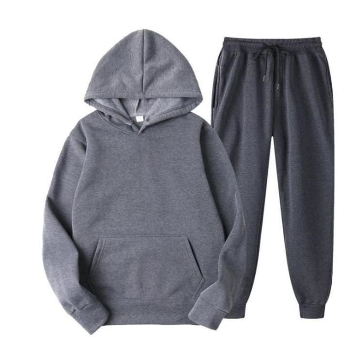 Ensemble jogging homme sweat à capuche et pantalon bleu