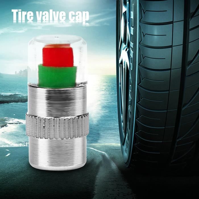 Bouchons De Valve Intelligents Pour Pneus - Indicateur De Pression Par Couleur - Lot De 4 - Pour Voiture, Moto, Vélo - 10