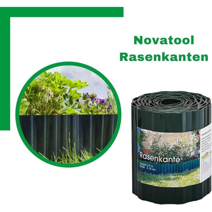 Novatool Gazonrand Kunststof 20 cm hoog I 3x9 Meter I Groen I