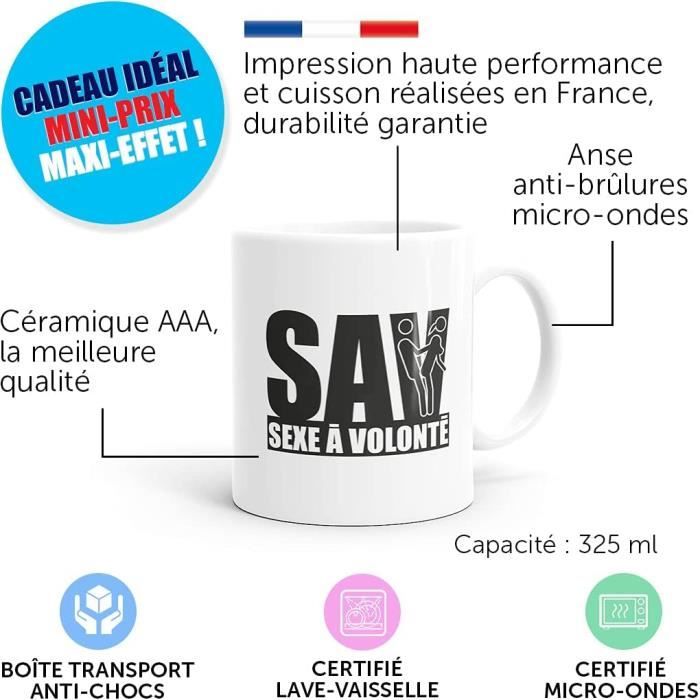 Mug Humour "Amour Petit Con" - Tasse Cadeau Drôle Couple Amis Colègues