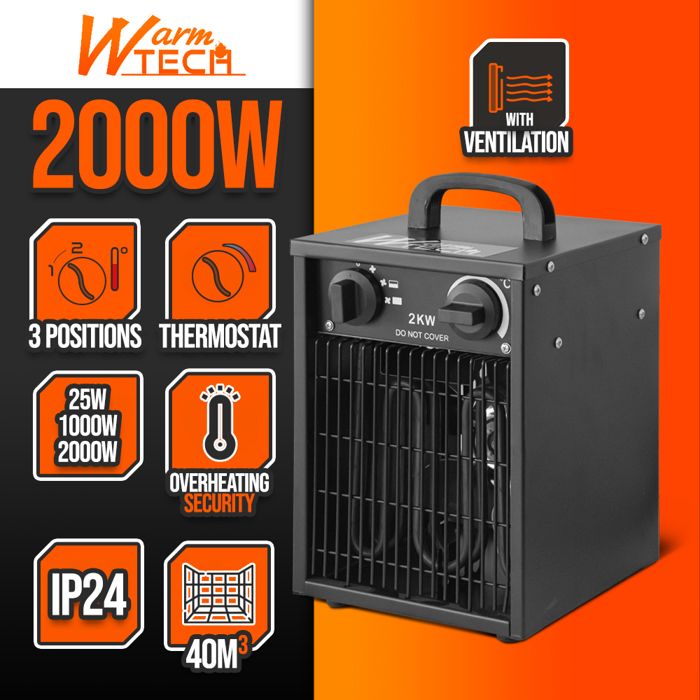 Chauffage d'atelier - WARM TECH - 2000W - Thermostat - 3 positions ...