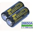 ®cBOX Pack de 2 piles batteries Rechargeables 26650 5000mAh pour Torch et Lampe + 1 chargeur de voyage-2