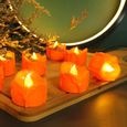 12 pcs décoration de bougie lumière orange pile décorative la batterie alimenté lampe modélisation ambiante nuit-2