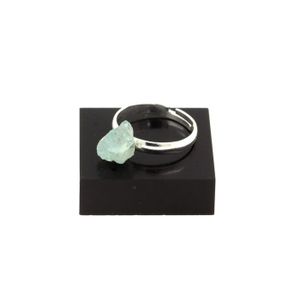 Bague Rectangle Argentée Avec Pierre Bleue Strass - Taille 60 - Neuf Sans Emballage