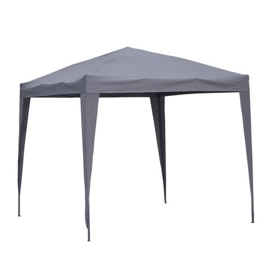 Angel Living Tonnelle Pliable Auvent En Fer 2 5x2 5m Tente De Reception Pavillon De Jardin Gris Avec 2 Parois Laterales Amovibles