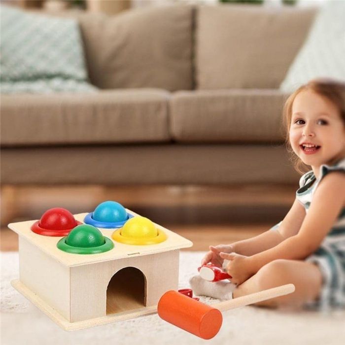 Dorjee- D1.100-1 - Banc à marteler avec Clou en Bois - Jouets en Bois de Coordination pour Enfants à partir de 12 Mois