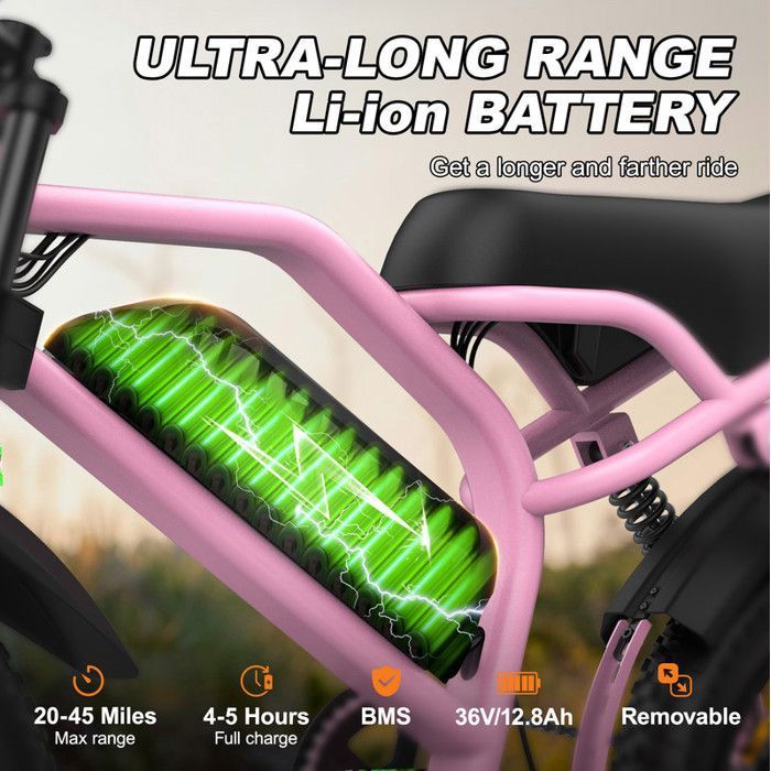 Vélo électrique Tout-terrain – Batterie 48V 20,8Ah, Autonomie 55 Km, Suspension Hydraulique, Pneus 14/12 Pouces